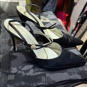 Elegant BCBG MAXAZRIA Black Satin stiletto heels